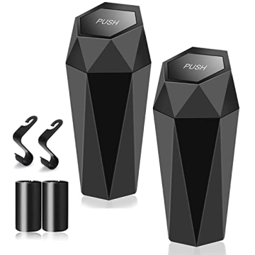 BONGFUN Car Trash Can 2 Packs Mini Garbage Bin Universal Leakproof Automotive Garbage Cans