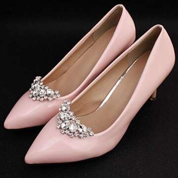 Lauthen.S 1 Pair Rhinestone Wedding Shoe Clips Bride Party Pumps Shoe Decoration(Style J)