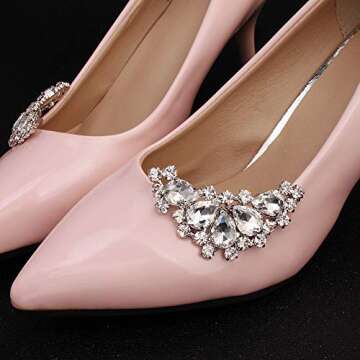 Lauthen.S 1 Pair Rhinestone Wedding Shoe Clips Bride Party Pumps Shoe Decoration(Style J)