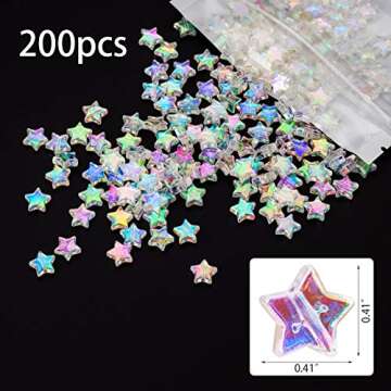 OIIKI 200 PCS Acrylic Star Shape Beads, Star Shape Charming Beads, Clear Acrylic 10mm Colorful Beads...