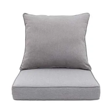 QILLOWAY Outdoor/Indoor Deep Seat Cushions for Patio Furniture, Lawn Chair Cushion 24 x 24 inch,All Weather(Silver/Grey)