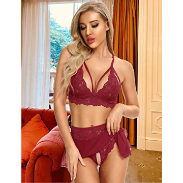 Garter Belt Lingerie Set for Women - Sexy 3 Piece Ensemble