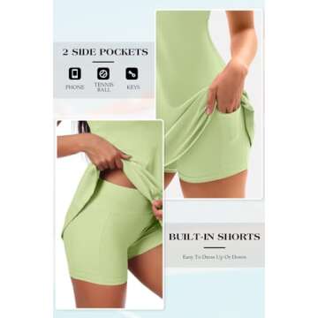 Vertvie Backless Tennis Dress with Built-in Bra and Shorts
