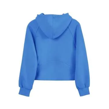 Girls' Hoodies Sweatshirts Half Zipper Pullover Crop Tops for Teen Girls Long Sleeve Sweater Thumb Hole