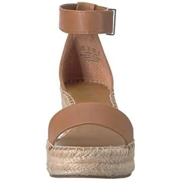 Franco Sarto Womens Clemens Jute Wrapped Espadrille Wedge Sandals Cognac Brown Leather 9M