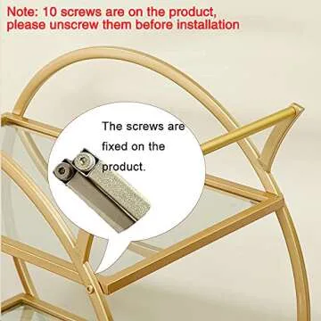 MAIKAILUN Bar Cart with 2 Mirrored Shelves, Modern Metal Bar Serving Cart with Locking Caster Wheels and Handle, Gold Round Bar Carts for The Home,Kitchen,Club,Living Room(28.34''W14.96''D31''H)