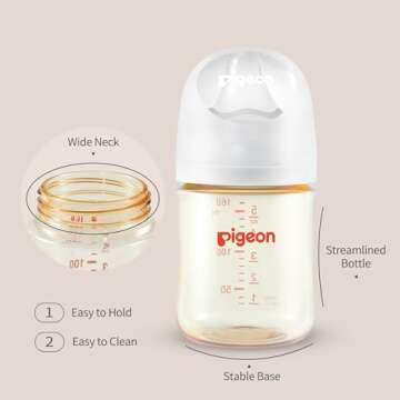Pigeon PPSU Nursing Baby Bottle Wide Neck, Anti-Colic, Streamlined Body, Natural Feel, Easy to Clean...