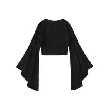Floerns Women's V Neck Long Bell Sleeve Top - Stylish & Soft