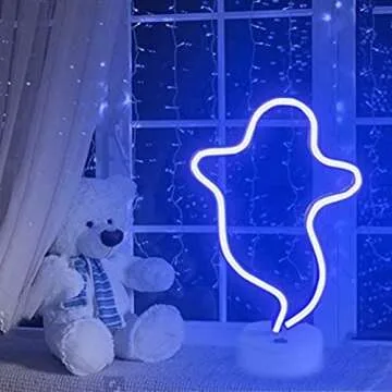 OHLGT LED Neon Blue Ghost Lamp for Home and Parties