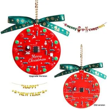 Beginner Learn to Solder Fun Kit : LED Christmas Tree Decoration Soldering Kit Red and Green LEDs Blinking （2 Sets）