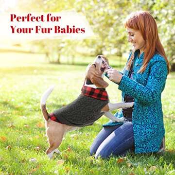 Kuoser Dog Sweater, Plaid Patchwork Dog Knitwear Vest for Fall Winter, Pullover Cozy Dog Clothes Pet Cold Weather Coat Warm Apparel for Small Medium Dogs Cats XS-XL (Black, L)
