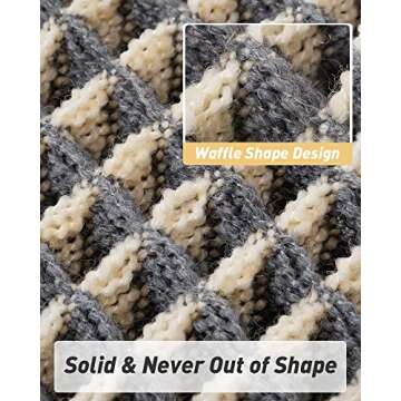 Upgraded Waffle Runner Rug Super Absorbent Non Slip Bath Mats for Bathroom Washable Bathroom Runner Rug with Tassels, Ideal for Hallway Bedroom Laundry Room, Dark Grey & Yellow, 2' x 6'(24" x 72")