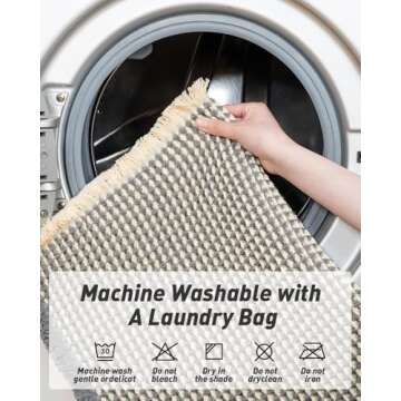 Upgraded Waffle Runner Rug Super Absorbent Non Slip Bath Mats for Bathroom Washable Bathroom Runner Rug with Tassels, Ideal for Hallway Bedroom Laundry Room, Dark Grey & Yellow, 2' x 6'(24" x 72")