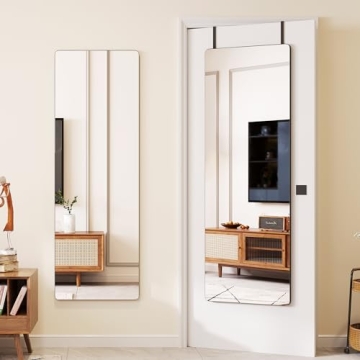 Vlsrka Over The Door Full Length Mirror, Back of Door Hanging Mirror, Black Wall Mount Mirror, Frame...