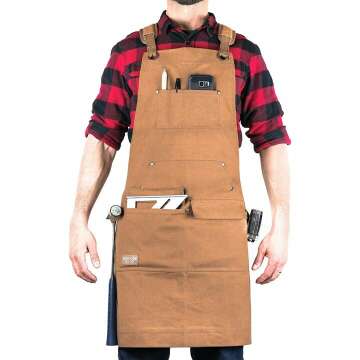 Waxed Canvas Woodworking Apron by Hudson - Brown