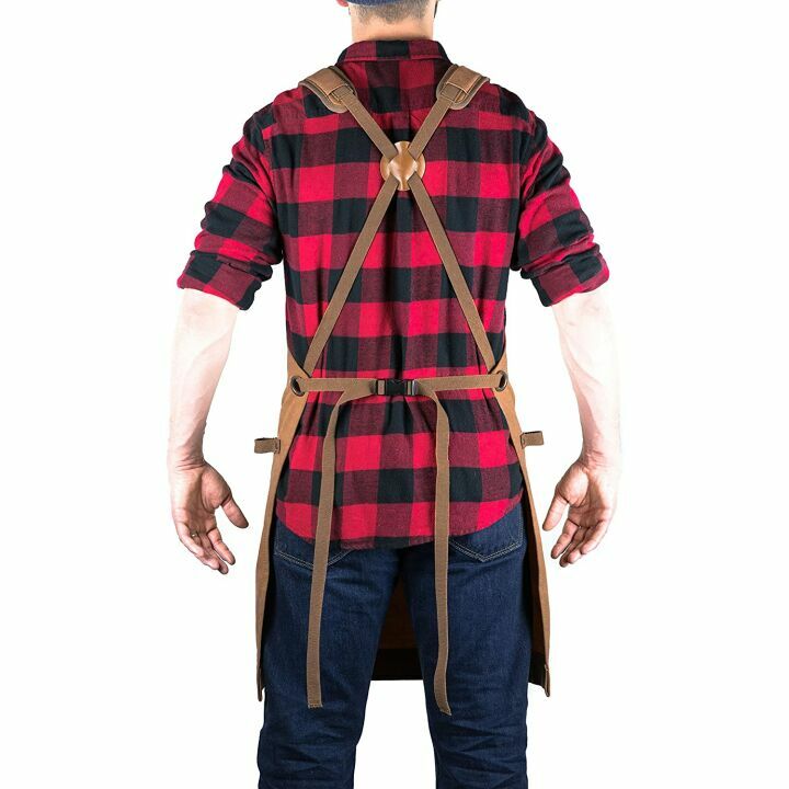 Waxed Canvas Woodworking Apron by Hudson - Brown