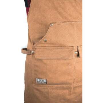 Waxed Canvas Woodworking Apron by Hudson - Brown