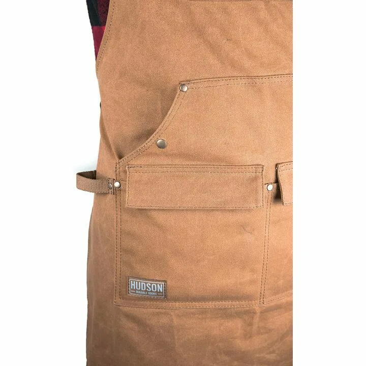 Waxed Canvas Woodworking Apron by Hudson - Brown