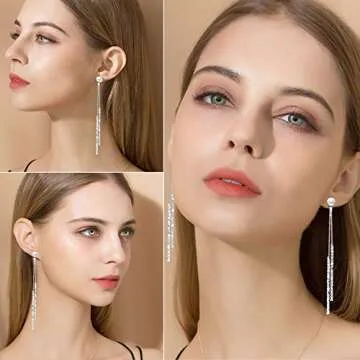 Stunning Fashion Silver Long Drop Earrings for Women
