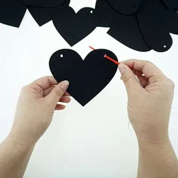 FAZHBARY Black Felt Heart Garland for Gothic Weddings