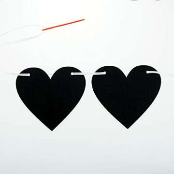 FAZHBARY Black Felt Heart Garland for Gothic Weddings