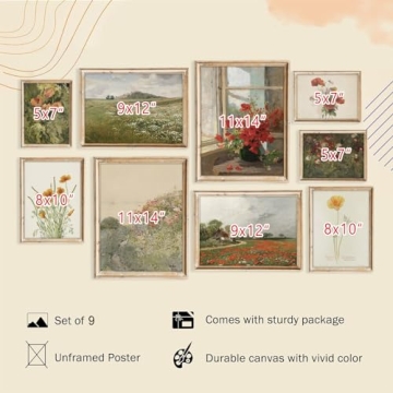 TWNSLLA Vintage Floral Wall Art for Elegant Home Decor