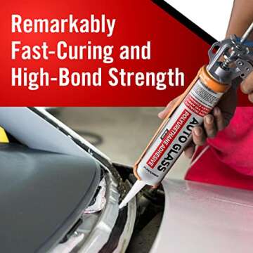 [2 Pack] Polyurethane Windshield Adhesive with Fast Curing Formula - High Bond Strength Window Seala...