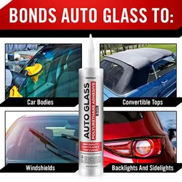[2 Pack] Polyurethane Windshield Adhesive with Fast Curing Formula - High Bond Strength Window Sealant Compound - Easy Automotive Glass Glue - Windshield Sealant Black - Vehicle & RV Polyurethane Glue