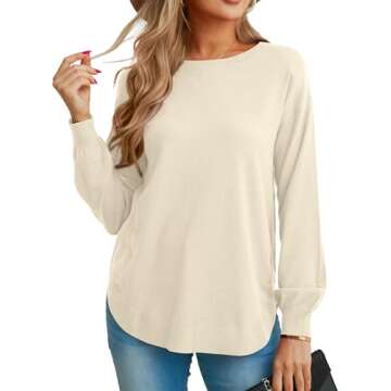 GRECERELLE Women Knit Long Sleeve Loose Pullover Sweater Tops Trendy Business Casual Clothes Outfit ...