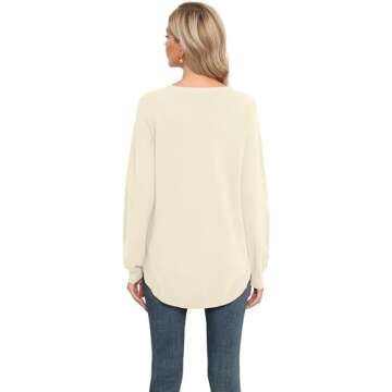 GRECERELLE Women Knit Long Sleeve Loose Pullover Sweater Tops Trendy Business Casual Clothes Outfit Fashion Medium Milky White