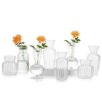 Mini Glass Vases for Centerpieces - Hewory Clear Small Bud Vases in Bulk, Cute Flower Vases Set for ...