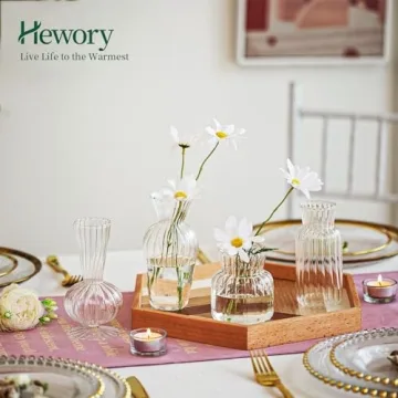 Hewory Mini Glass Vases - Elegant Table Decor Set 8pcs