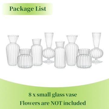 Hewory Mini Glass Vases - Elegant Table Decor Set 8pcs