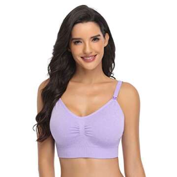 Lataly Womens Sleeping Nursing Bra Wirefree Breastfeeding Maternity Bralette Pack of 4