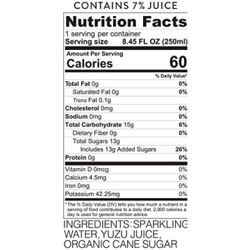 Kimino Yuzu Juice Sparkling Refreshing Non-Alcoholic Beverage