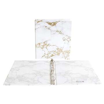 bloom daily planners Binder (+) 3 Ring Binder (+) 1 Inch Ring (+) 10" x 11.5" - Gold Marble
