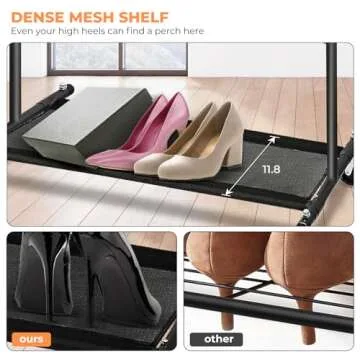 Fishat 63" H Heavy Duty Simple Black Rolling Clothing Garment Rack, Metal Hanging Clothes Organizer with Lockable Wheels, Bottom Shelves for Shoes Organization, Dorm Bedroom Home Balcony, with 2 Hook