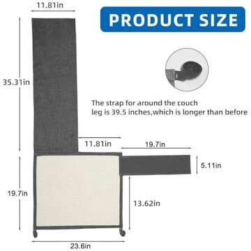 Cat Scratch Sofa Protector,Cat Scratching Couch Protector with 19.7''L*23.6''W Natural Sisal for Pro...