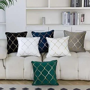 WACOMECO Silver Throw Pillow Covers, Pack of 2 Soft Velvet Decorative Cushion Covers for Couch Sofa Home Decoration, White, 18x18 Inch
