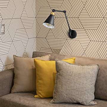ETELI Plug in Wall Sconce Set of 2 Gold Industrial Swing Arm Wall Lamp, Adjustable Sconce with Dimmable Lighting, Hardwire or Plug-in, Vintage Light Fixture for Bedroom, Bedside, Bathroom and Reading