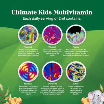 Natures Craft Liquid Multivitamin for Kids Immunity Support - Yummy Toddler Supplement with a C D3 E B6 and Vitamins of All Ages High Absorption