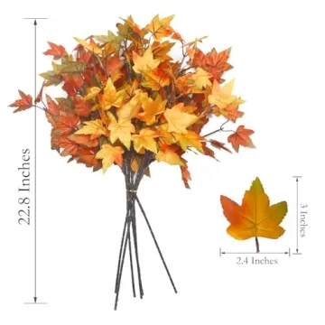 Grunyia 6Pcs Artificial Maple Leaves for Fall Decor