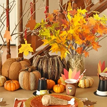 Grunyia 6Pcs Artificial Maple Leaves for Fall Decor