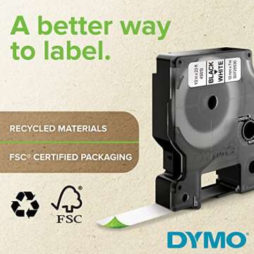 DYMO Authentic D1 Label l DYMO Labels for LabelManager, COLORPOP and LabelWriter Duo Label Makers, Great for Organization, Indoor or Outdoor Use, ½” (12mm), Black Print on Clear Tape, Water Resistant