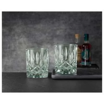 Nachtmann Noblesse 10.4oz Whiskey Tumbler (Set of 2) - Elegant 4" Crystal Glassware Collection - Heavy Bottom with Laser-Cut Rim, Diamond Pattern, Dishwasher Safe - Ideal for Bourbon & Whiskey (Mint)