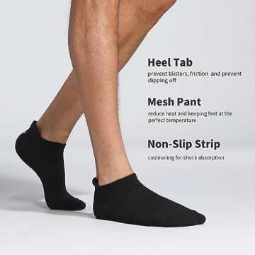 Lapulas Athletic Ankle Socks, Low Cut Cushioned Anti-Blister Running Tab Sports Socks for Men and Wo...