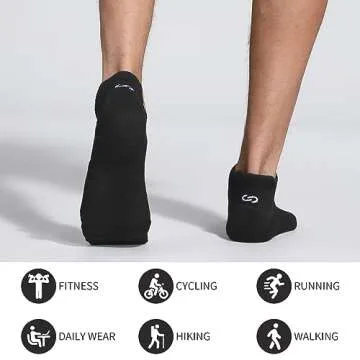 Lapulas Athletic Ankle Socks, Low Cut Cushioned Anti-Blister Running Tab Sports Socks for Men and Women 6Pairs (Black, S)