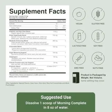 ACTIVATEDYOU Morning Complete Daily Wellness Greens Superfood Drink Mix for Gut Health w/Prebiotics, Probiotics, Antioxidants, Green Superfoods, 10 Billion CFUs, 30 Servings (Apple Cinnamon)