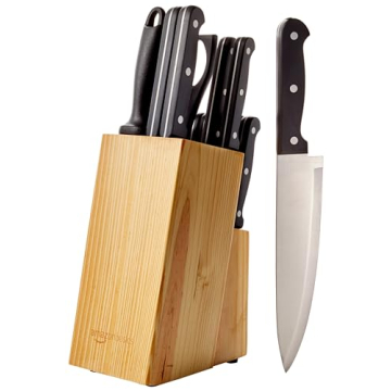 14-Piece Kitchen Knife Set with Pine Wood Block