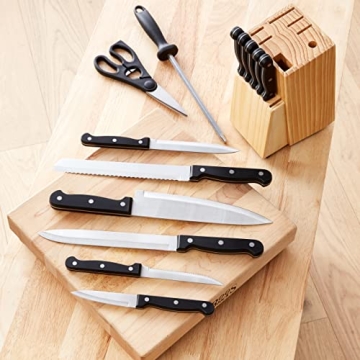 14-Piece Kitchen Knife Set with Pine Wood Block